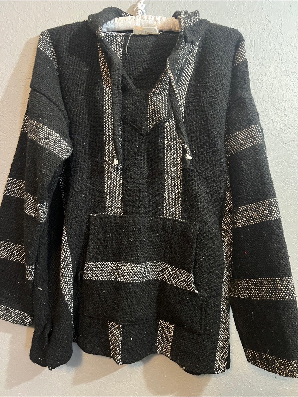 Men's Black Striped Baja Hoodie Sweatshirt